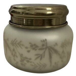 Capri Blue Empty Candle Jar 19oz Frosted Cream and Gold Botanical Brass Lid